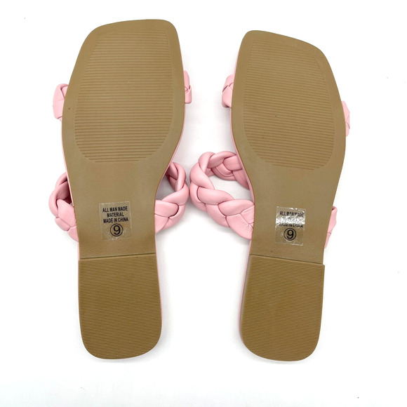 Soda Sandal Slides Women 9 Pastel Pink Braided Flat Square Toe Twee Kawaii Beach - Picture 5 of 5